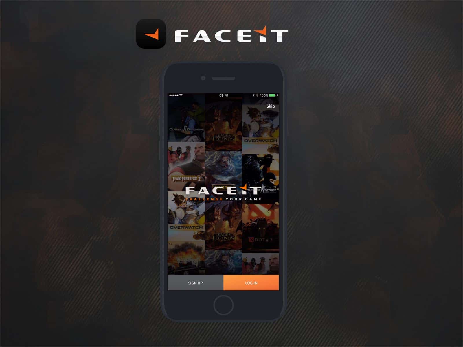 faceit app ux design intro screen
